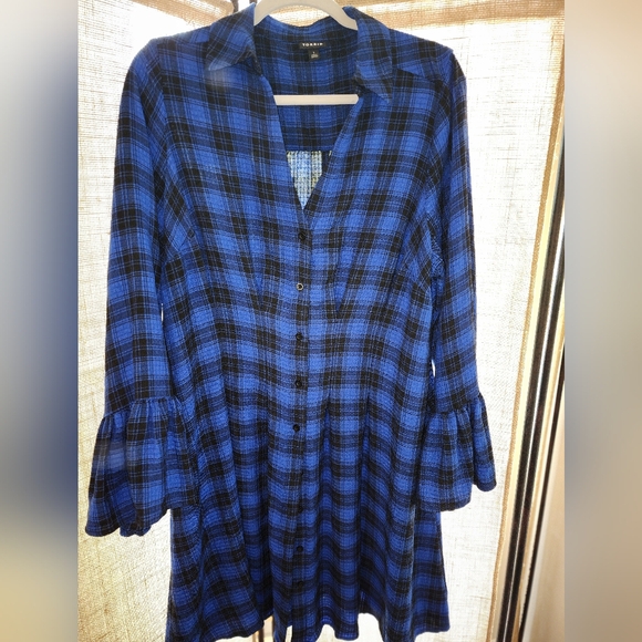 torrid Tops - TORRID Long Pleated Flannel Shirt